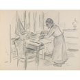 thumbnail image 2 of Ivan Ivanec 14x12 Gold Ornate Wood Frame and Double Matted Museum Art Print Titled - The Figure of an Old Woman Leaning Over the Table (1940), 2 of 4