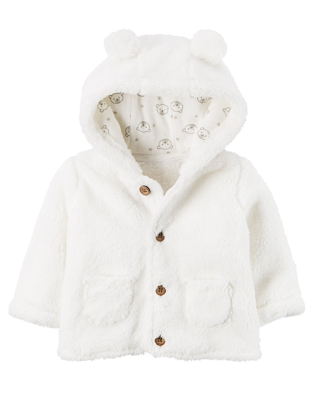 Carter's Carter's Baby Boys' Sherpa Hooded Jacket, White, 18 Months