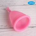 thumbnail image 3 of 2Pcs Silicone Women Menstrual Cup Female Hygiene Cup Menstruation Period SuppliesMoon Shaped Pink L, 3 of 5