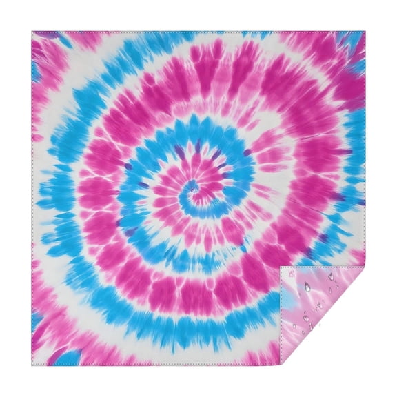 Pink Blue Tie Dye Spiral Square Tablecloth,Waterproof Square Table Cover,Wipeable Spillproof Washable Table Cover for Home Kitchen Party Decor 42"X42"(107x107cm)