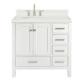 thumbnail image 2 of Ariel Cambridge 36 Inch Single Left Offset Oval Sink Bathroom Vanity With Carrara White Quartz Countertop 1.5 Edge In White, 2 of 10