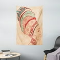 thumbnail image 1 of African Woman Tapestry, Local Female Portrait with Necklace Earring and Ethnic Turban Ornaments, Wall Hanging for Bedroom Living Room Dorm Decor, 40W X 60L Inches, Peach Red Teal, by Ambesonne, 1 of 2