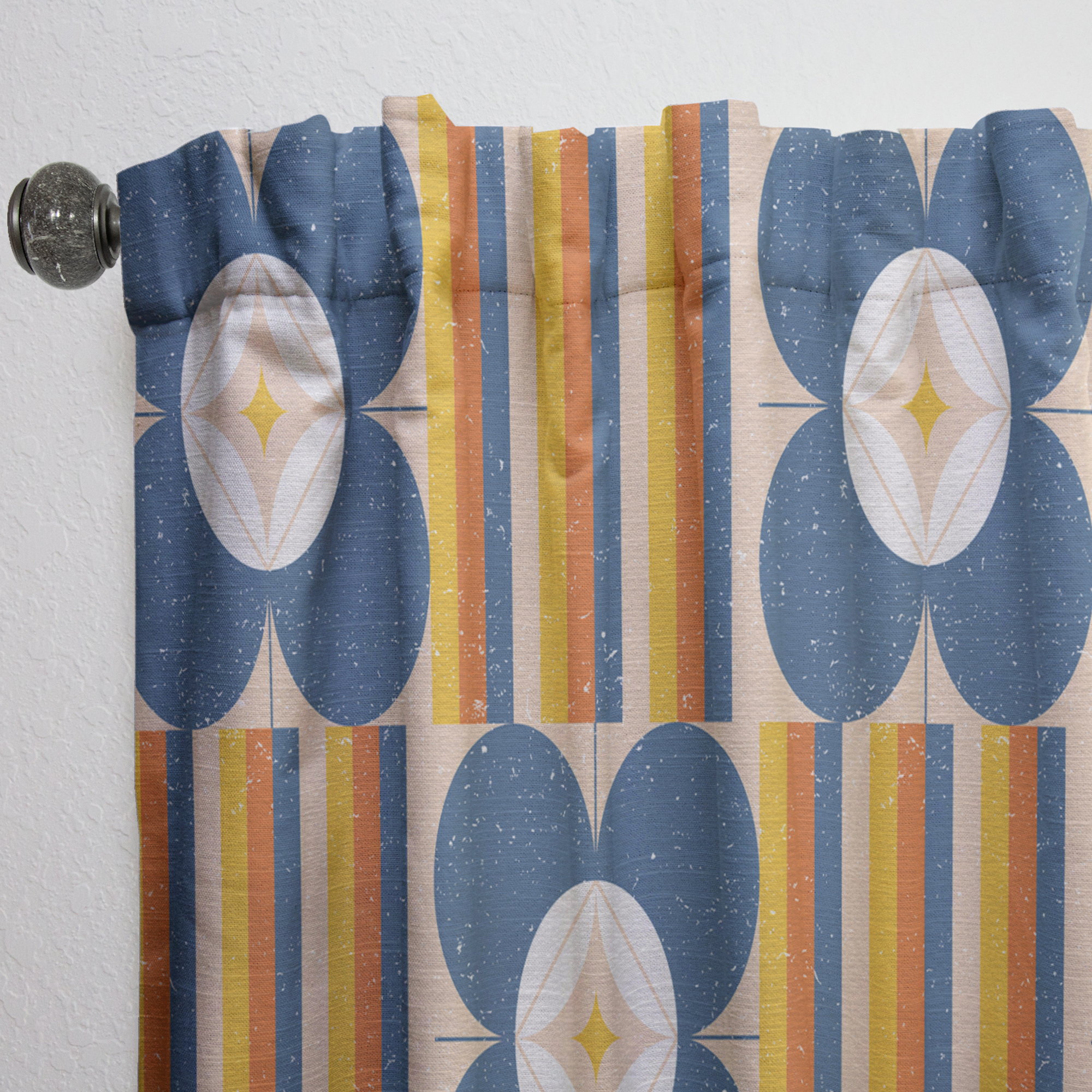 Designart 'Floral Retro Pattern XIII' Mid-Century Modern Curtain Panel
