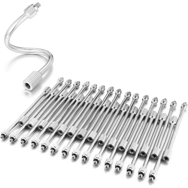 CNKOO 20 Packs 5.9 Inch Flexible Mister Nozzle Extensions Brass Mist Rod Bendable Extended Pole 10/24 UNC for High Pressure Mist Nozzles Misting System Nozzle Extension
