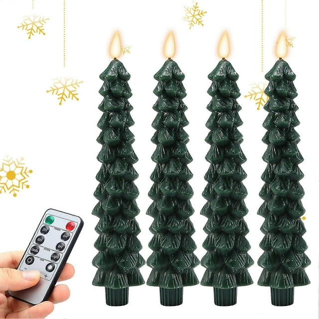 Velas navideñas sin llama de 9.7" con temporizador y control remoto, luz 3D para árbol de Navidad, diseño motivacional.