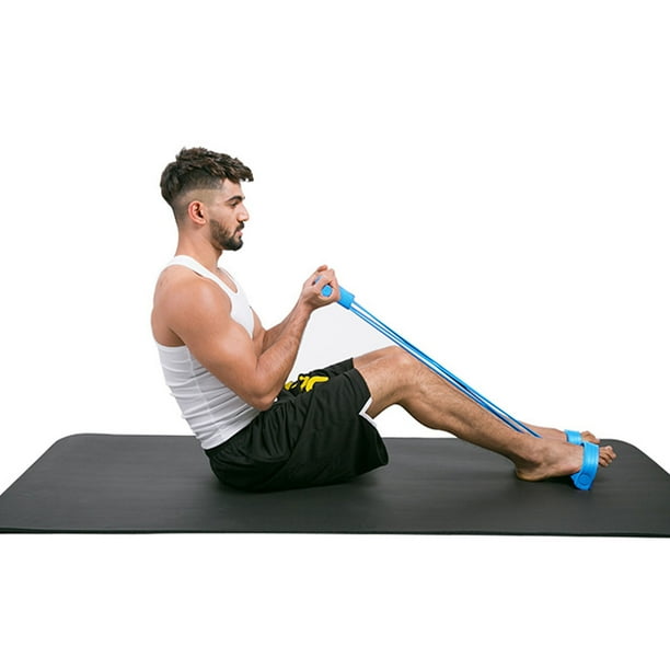 Pedal Resistance Band Multi Function Tension Rope Sit Up Pull Rope Sit Up Exercise Equipment for Home Travel Use Blue