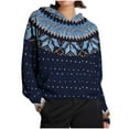 thumbnail image 4 of Women's Crewneck Sweatshirts Imitation Knitted Hooded Sweaters 2025 Fall Winter Long Sleeve Tops Fashion Retro Printed Hoody Jackets Casual Loose Pullover Outwears with Pocket, 4 of 7