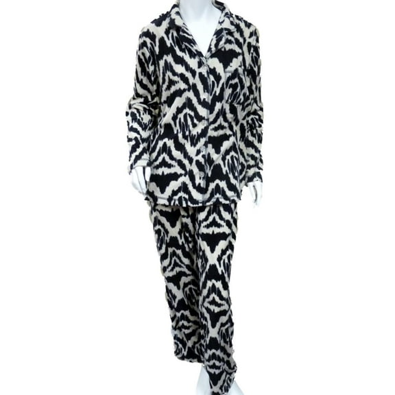 Covington Womens Black & White Zebra Print Pajamas Fleece Pajama Set 3X