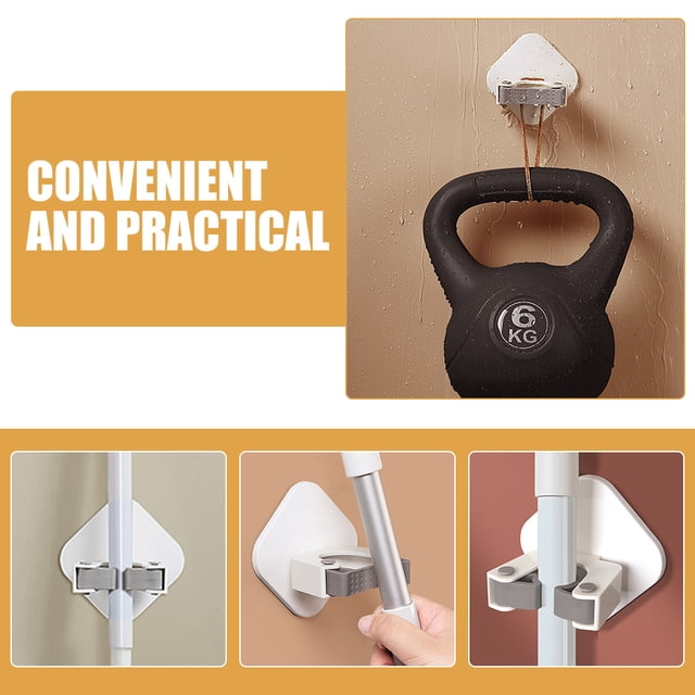 Hytrove Gancho De Pared Autoadhesivo Para Colgar Trapeadores Y Escobas En El Hogar