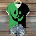 thumbnail image 2 of YDFCWXW Halloween Shirt for Women Shirt Funny Top Loose Fit V-Neck T-Shirt Short Sleeve Tee Green, XL, 2 of 7
