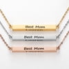 Personalized Planet Horizontal 4-sided Bar 'Best Mom' Engraved Family Name Necklace ,Women's