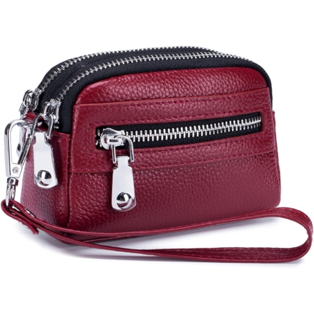 Monedero de cuero genuino, bolsa para guardar el cambio, cartera de mano, billetera, One Size