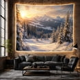 thumbnail image 6 of Snowy Mountain Valley with Pine Forest at Sunset, Serene Rustic Style for Nature Lovers, Winter Landscape Art, Christmas Gift, Tapestry Wall Hanging for Bedroom and Living Room, 6 of 7