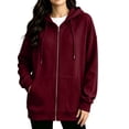 thumbnail image 2 of ClodeEU Women's Long Sleeve Zip Up Drawstring Hoodie Jacket,Casual Loose Sweatshirt Coat with Pocket ,Women's Plus L, 2 of 9