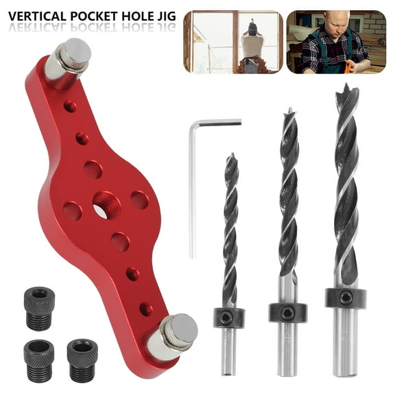 Lieonvis Professional 2-in-1 Center Punch Locator High Precision Self Center Dowel Jig 6/8/10mm Hole Drilling Guide Kit Wood Straight Hole Drilling Locator Aluminum Alloy DIY Woodworking Tool
