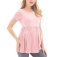 thumbnail image 5 of Bearsland Women's Short Sleeve Maternity Shirts Tops Pregnancy Clothes 3-Pack, 5 of 7