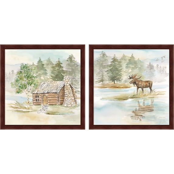Great Art Now Woodland Reflections by Cynthia Coulter, 2 Piece Framed Art Set Each 13"W x 13"H