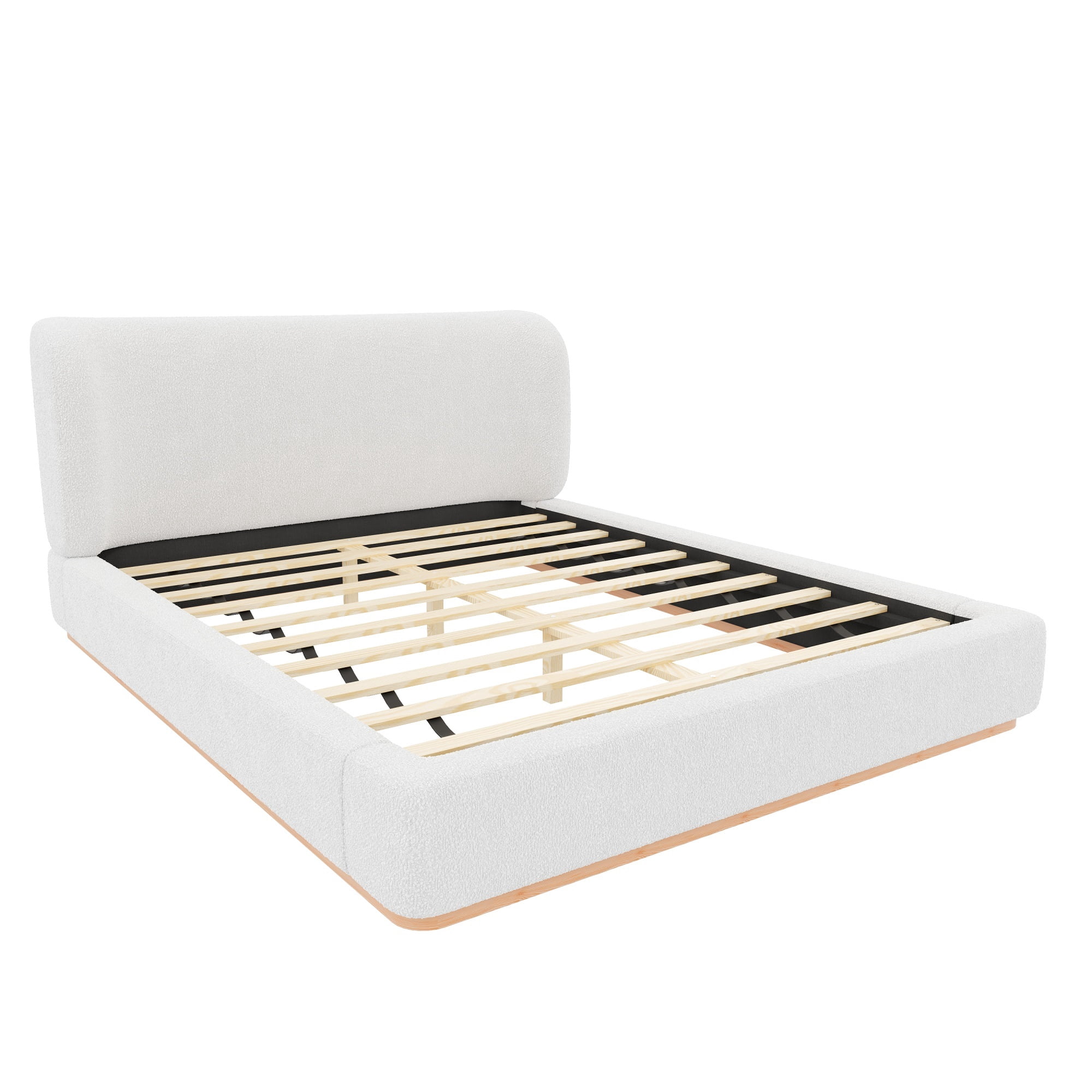 Euroco Upholstery Queen Size Platform Bed, White
