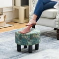 thumbnail image 4 of Tcbosik Colorful Round Ottoman, Soft Linen Fabric Upholstered Footrest, Multi-Purpose Seat and Step Stool for Home Decor, 12.5"Dia x 9.8"H, 4 of 7