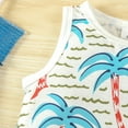 thumbnail image 3 of Baby Boy Outfits Kids Sleeveless Floral Prints T Shirt Tops Shorts Baby Boy Clothes Green 12 Months-18 Months, 3 of 6