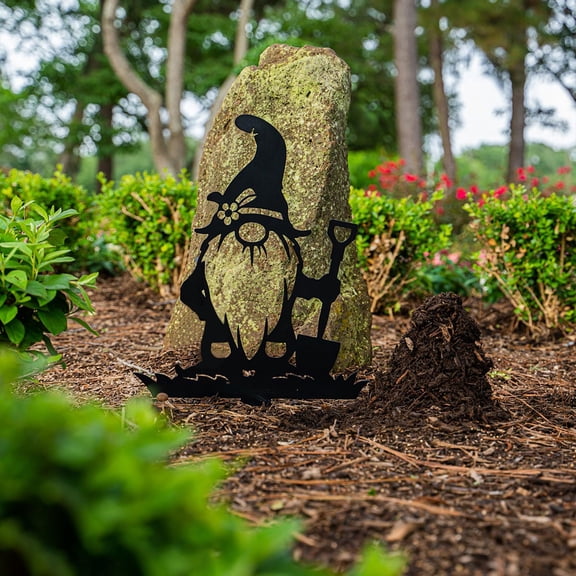 Taotanxi Metal Gnomes Garden Decor , 11.8" Large Size Decorative Garden Stakes, Weather Steel, Funny Gnome Statues for Yard Art, Patio, Lawn, Outdoor Decor, Garden Decorations