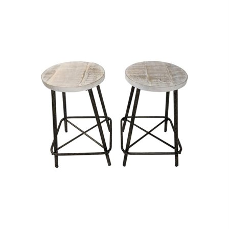 Carolina Classics Illona 24" Counter Height Stool in Driftwood/Iron Set of 2