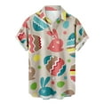 thumbnail image 3 of DDAPJ pyju Men's Easter Hawaiian Shirts Funny Bunny Egg Printed Short Sleeve Cuban Collar Button Down Beach Shirts Summer Holiday Tops Flash Sale Pink S, 3 of 5