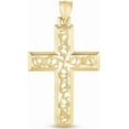 thumbnail image 4 of Floreo 14k Yellow Gold 1.6" Vine Openwork Cross Charm Pendant with optional Adjustable Chain Necklace, 4 of 7