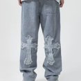 thumbnail image 4 of Pantalones vaqueros holgados para hombre y mujer, ropa de calle de gran tamaño, estilo Hip Hop cruzado, 4 of 4