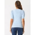 thumbnail image 4 of DARING DIVA Ribbed Knit Crew Neck Short Sleeve Tops XS Light Blue, 4 of 6