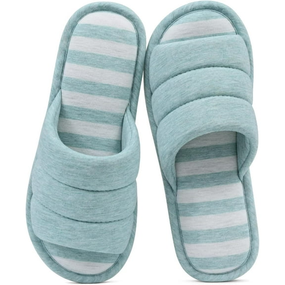 Soft Cotton Open-Toe House Slippers for Women and Men, Indoor Comfort Bedroom Shoes