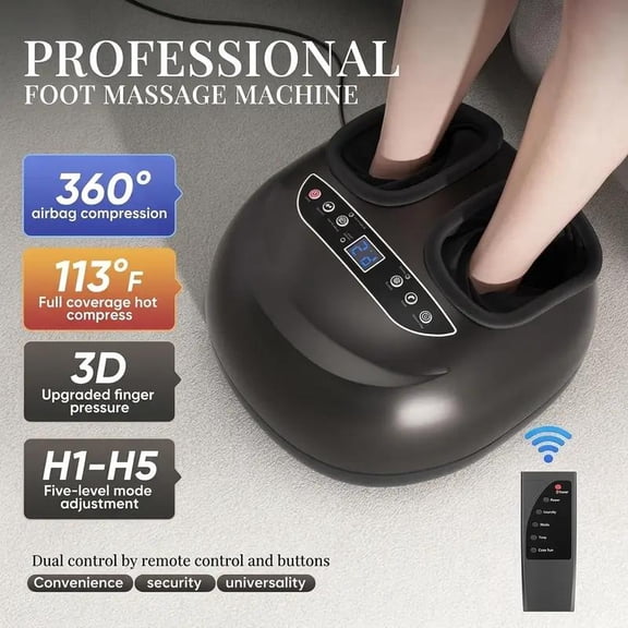 Corded Electric Foot Massager - Full Wrap Shiatsu Massage, Heat Therapy, Adjust Intensity Levels, Pain Relief, Remote Control, Relax Your Feet, for Home Use