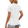 thumbnail image 4 of TEMOFON Petal Sleeve Tops for Women Summer Tunic Casual Shirts Loose Fit Tshirts Lace V Neck Cute white tee Size XL, 4 of 4