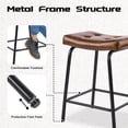 thumbnail image 6 of 25" Saddle Counter Stools Set of 2, Tufted Faux Leather Counter Height Bar Stools with Metal Legs for Kitchen Island, Yellow Brown, 6 of 10