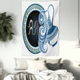 thumbnail image 3 of Zodiac Decor Tapestry, Image of Aquarius Sign with Jug and Circular Globe World Form on Background , Wall Hanging for Bedroom Living Room Dorm Decor, 60W X 80L Inches, Blue Gold, by Ambesonne, 3 of 5