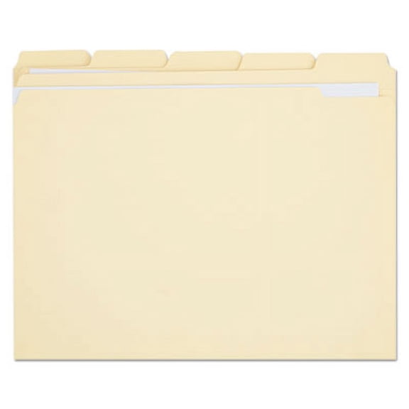 Universal Double-Ply Top Tab Manila File Folders, 1/5-Cut Tabs: Assorted, Letter Size, 0.75" Expansion, Manila, 100/Box (16115)