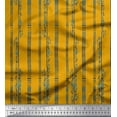 thumbnail image 1 of Soimoi Gold Cotton Cambric Fabric Leaves & Stripe Decor Fabric Printed Yard 42 Inch Wide, 1 of 3
