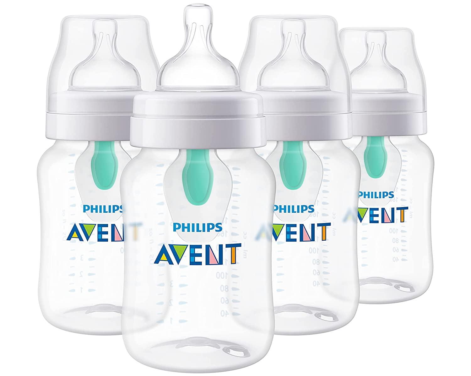 Clear 4 Ounce Philips AVENT 4 Count Natural Polypropylene Bottles 