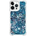 thumbnail image 2 of Case for iPhone 16 Pro Case Glitter Liquid Cute Clear,Sparkle Floating Quicksand Shockproof Protective Bumper Soft TPU Phone Case for iPhone 16 Pro 6.3 inch Love Blue YB, 2 of 14