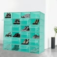 thumbnail image 4 of 24 Pack Shoe Boxes,Stackable Clear Shoe Boxes Flip Lid Shoe Boxes Boot Storage Organizer Shoe Cabinet & Shoe Cupboard for Homes, Cloakrooms for Storing Flats, Slippers, Casual Shoes (Green), 4 of 10