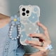 thumbnail image 3 of Funda protectora de flores para iPhone 13promax, funda protectora transparente con estampado de flores para niñas (Frangipani azul) Rojo Verde, 3 of 4