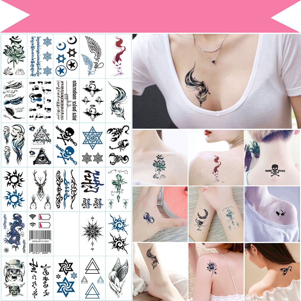 GeweYeeli 30pcs Temporary Tattoo Stickers Men Women Waterproof Long-lasting Alphabet Flowers Tattoo Stickers GeweYeeli 30pcs Temporary Tattoo Stickers Men Women Waterproof Long-lasting Alphabet Flowers Tattoo Stickers