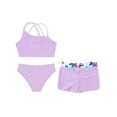 thumbnail image 4 of Yruioon Kids Girls 3 Piece Swimsuits Tankini Set Sleeveless Racer Back Tank Top with Bottom Shorts Lavender 12, 4 of 7