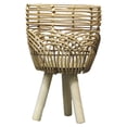thumbnail image 1 of justharion Hand Woven Rattan Flower Pot Wood Stand DIY Storage Basket Handcrafted Rustic Balcony Plant Planters Garden Ornaments pull flower pattern S, 1 of 9