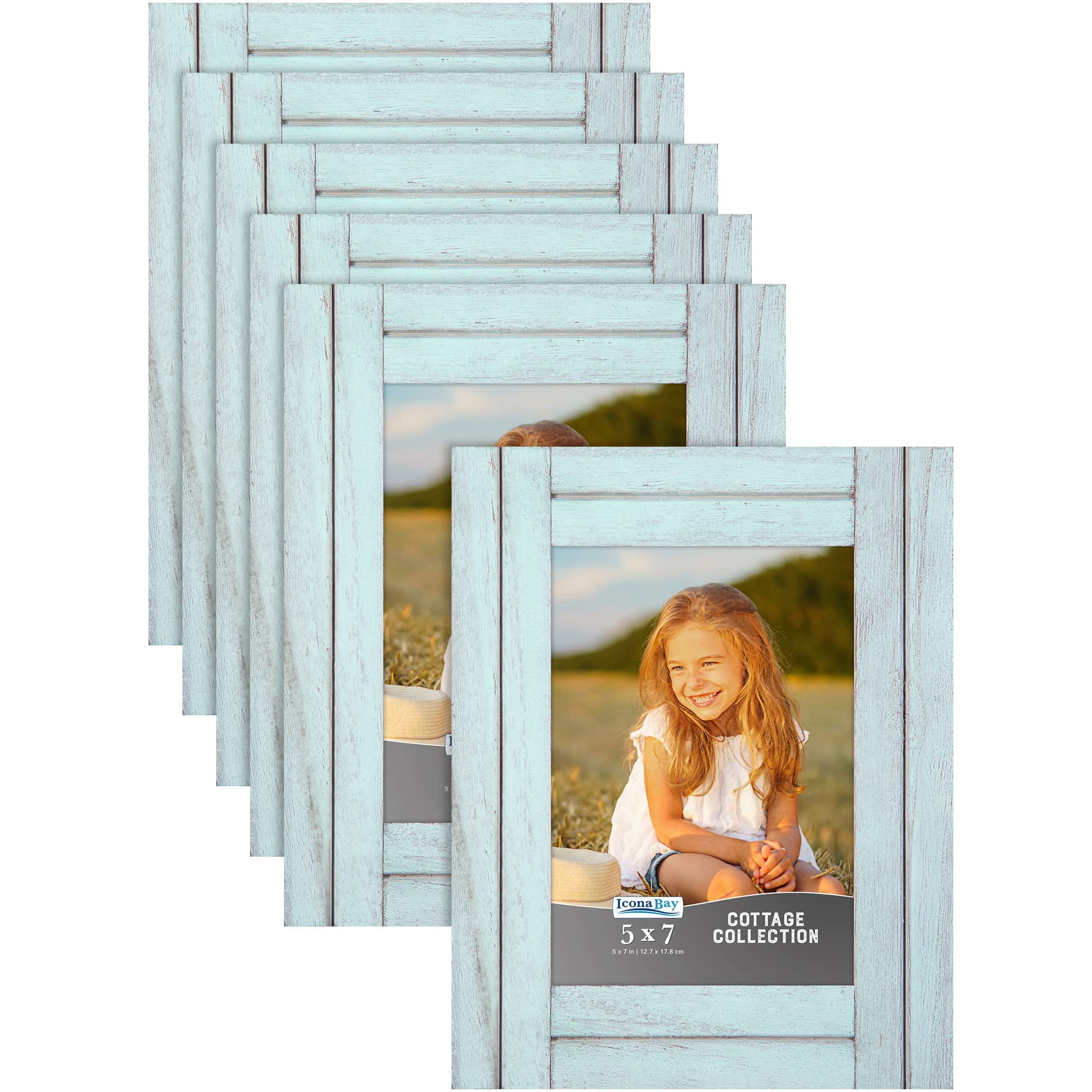 Icona Bay 5x7 Eggshell Blue Picture Frame, Farmhouse Style, 6 Pack, Cottage Collection (US Company)