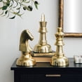 thumbnail image 2 of 4"W, 9"H Gold Aluminum Metal Chess Sculpture with Knight, Queen and King, by DecMode (3 Count), 2 of 10