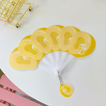 

Mishuowoti Hand Held Six Fold Fan Cute Portable PP Folding Fan Cartoon Hand Fan Cool Fan