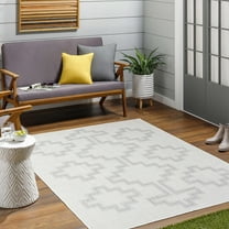 Mark&Day Outdoor Rugs, 8x10 Tarkio Global Indoor/Outdoor Light Gray/Beige Area Rug, Non Shedding Grey Beige Ivory Carpet for Patio, Porch, Deck, Bedroom, Living Room or Kitchen (7'10" x 10')