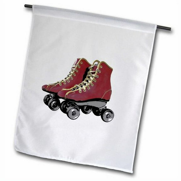 3dRose, Image of Retro Roller Blades Drawing, 12 x 18 inch Garden Flag