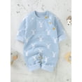 thumbnail image 3 of wsevypo Newborn Baby Bunny Romper Infant Knited Easter Outfits Long Sleeve Jumpsuit for Boys Girls One Piece Overall, 3 of 8